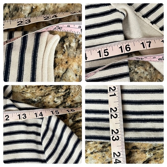 Roxy Black & White Striped V-Neck Hoodie Pullover Top Women’s L - Picture 6 of 10